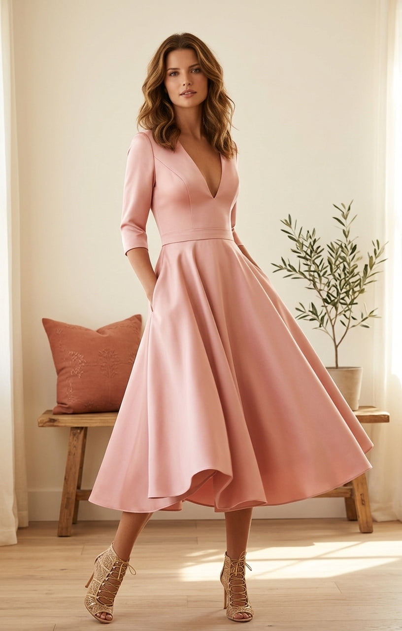 Lani Midi Dress - Pink, styled lifestyle photo