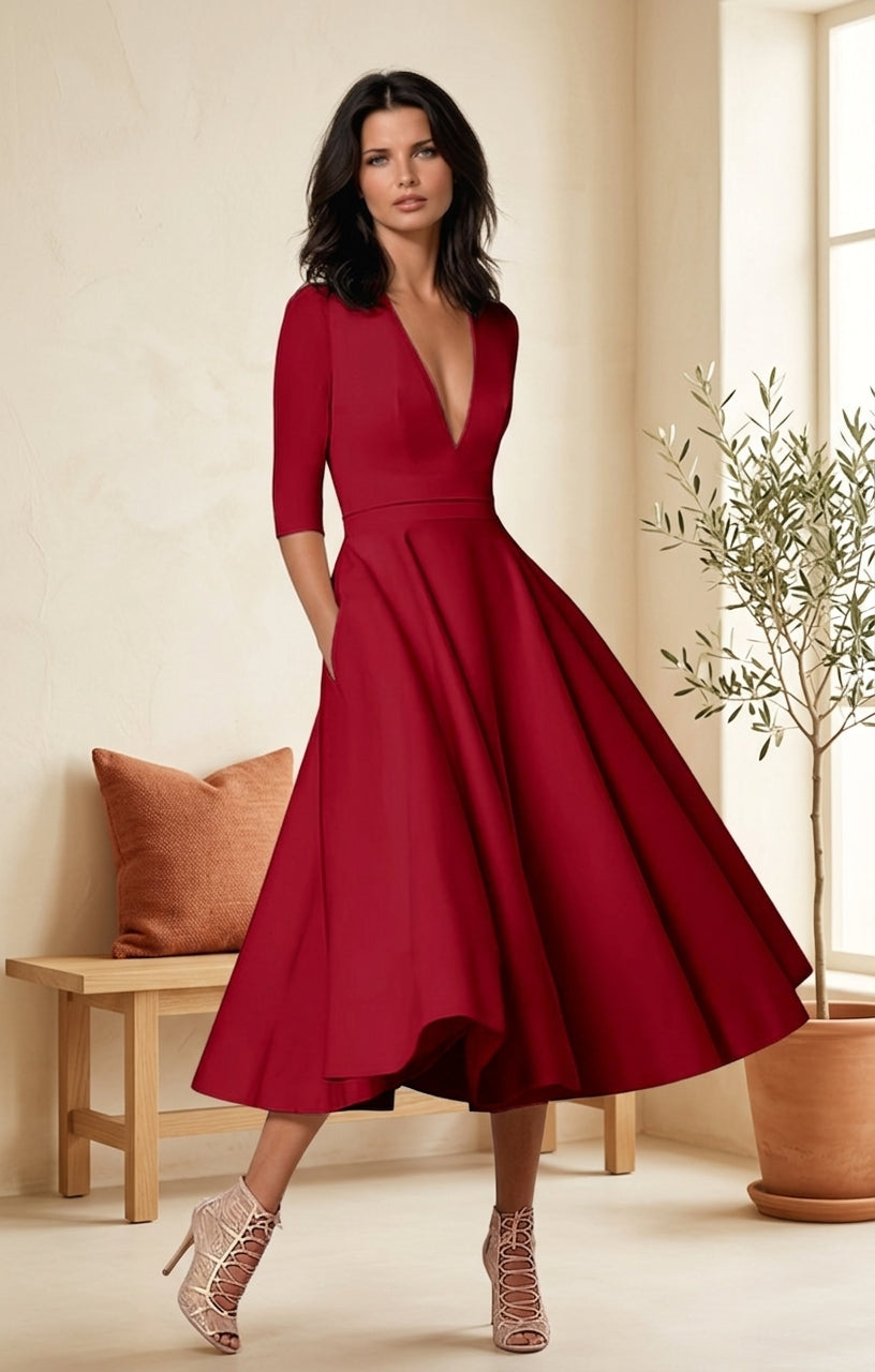 Lani Midi Dress - Red, styled lifestyle photo