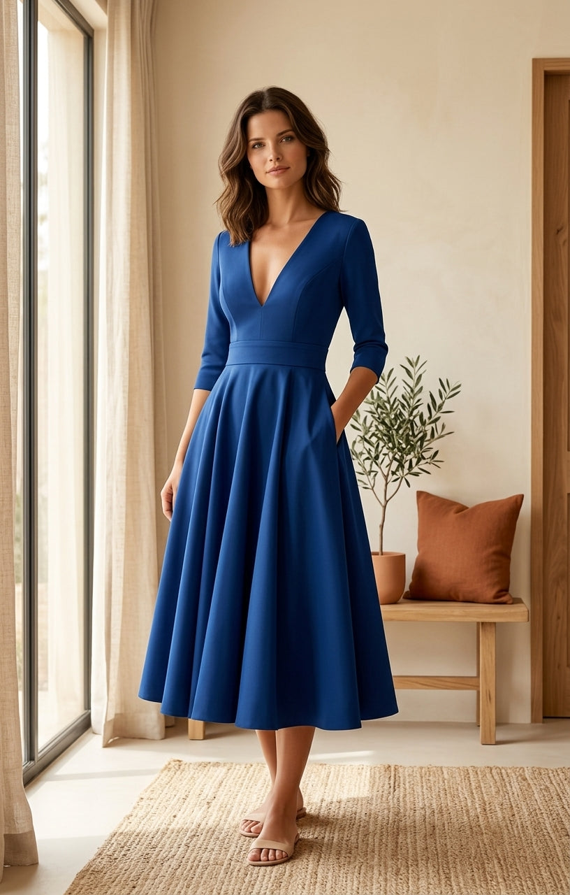 Lani Midi Dress - Royal Blue, styled lifestyle photo