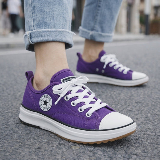 Purple canvas chunky-sole sneaker