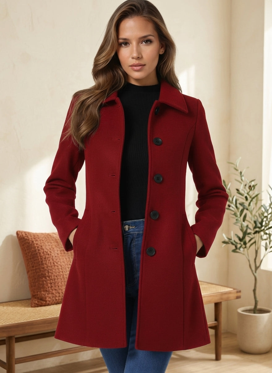 Wool Trench Coat - Red, styled lifestyle photo